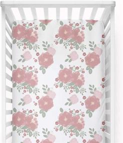 img 4 attached to 🌸 Lotte & Eve Pink Floral Watercolor 100% Cotton Fitted Crib Sheet - Ideal for Standard Cribs, Perfect for Baby Girls or Toddler Girls