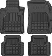 🚗 motor trend flextough heavy duty rubber floor liners - 4 piece set - trimmable car floor mats for coupe sedan van suv & truck - odorless - black - mt190 logo