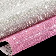 🚗✨ sparkle your ride: bling crystal rhinestones sticker for diy car decoration - self adhesive crystal sheet with 2mm gem stickers (white and light pink, 15.7 x 9.4 inch) logo