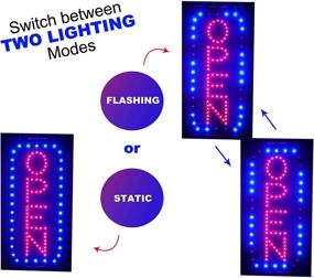 img 2 attached to 🌟 Ultima LED Neon Open Sign: Vertical Lighted Sign with Flashing Mode for Businesses - Indoor Electric Light Up Sign (19 x 10 in) Including Business Hours and Open & Closed Signs