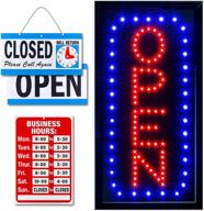 🌟 ultima led neon open sign: vertical lighted sign with flashing mode for businesses - indoor electric light up sign (19 x 10 in) including business hours and open & closed signs логотип