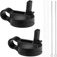 🚰 premium wide mouth straw lids for sports water bottles - 2 lids, 2 long straws, and 2 brushes included - great value pack логотип