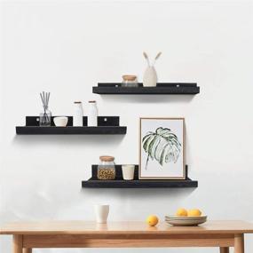 img 3 attached to 📚 Stylish and Functional 24 Inch Black Wall Mounted Floating Shelves Set of 3 - Perfect Picture Shelving Ledge for Kitchen, Living Room, Bedroom, Office