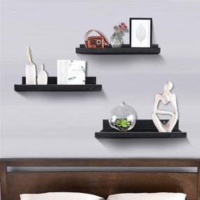 img 2 attached to 📚 Stylish and Functional 24 Inch Black Wall Mounted Floating Shelves Set of 3 - Perfect Picture Shelving Ledge for Kitchen, Living Room, Bedroom, Office