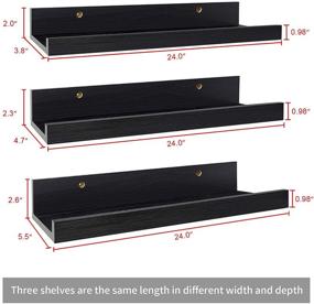 img 1 attached to 📚 Stylish and Functional 24 Inch Black Wall Mounted Floating Shelves Set of 3 - Perfect Picture Shelving Ledge for Kitchen, Living Room, Bedroom, Office