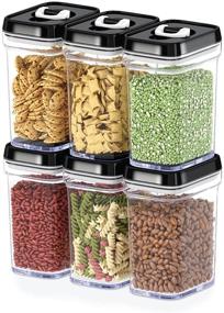 img 4 attached to 🍽️ DWËLLZA KITCHEN Airtight Food Storage Containers with Lids – 6 Piece Set for Pantry Organization and Storage - Clear Plastic BPA-Free Containers - Keep Food Fresh & Dry