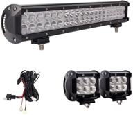 🔦 northpole light 20 inch 126w waterproof spot flood combo led light bar with 2pcs 18w cree flood led work lights and 12v 40a wiring harness for off-road, trucks, cars, atvs, suvs, jeeps logo