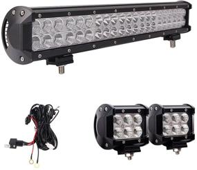 img 4 attached to 🔦 Northpole Light 20 Inch 126W Waterproof Spot Flood Combo LED Light Bar with 2PCS 18W CREE Flood LED Work Lights and 12V 40A Wiring Harness for Off-Road, Trucks, Cars, ATVs, SUVs, Jeeps