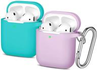 😍 easuny silicone cases for apple airpods - 2 pack protective skin with front led visible - wireless charging case for airpod 2 & 1 - teal/lavender - suitable for women and men logo