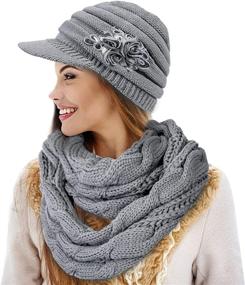 img 3 attached to 🧣 Womens Beanie Hat Scarf Set: Winter Warmth with Thick Knit Slouchy Skull Cap and Infinity Scarf Combo for Women