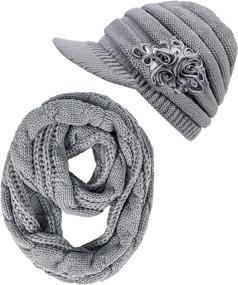 img 4 attached to 🧣 Womens Beanie Hat Scarf Set: Winter Warmth with Thick Knit Slouchy Skull Cap and Infinity Scarf Combo for Women