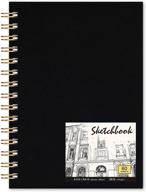 saffiano hardcover sketchbook – 60 sheets, spiral bound sketch pad for creative artists – double-sided texture paper for kids, teens, adults logo