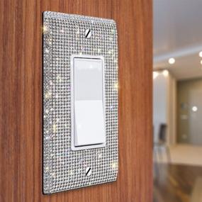 img 2 attached to 💎 Elevate Your Home Décor with WIRESTER Silver Shiny Sparkle Bling Crystal Rhinestones Wall Plate Cover: Upgrade Your Single Gang Decorator Light Switch Cover