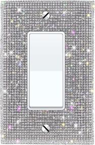 img 4 attached to 💎 Elevate Your Home Décor with WIRESTER Silver Shiny Sparkle Bling Crystal Rhinestones Wall Plate Cover: Upgrade Your Single Gang Decorator Light Switch Cover