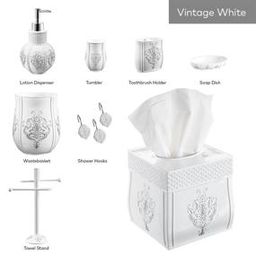 img 2 attached to 🚽 Vintage White Bathroom Trash Can by Creative Scents (7.25"x 7.25"x 9.75") - Decorative Wastebasket with Durable Resin Construction - Space Saving Rubbish Dust Bin for Elegant Shower Décor