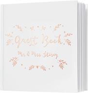 📸 polaroid square wedding guest book with rose gold foil stamping: blank white pages, white cover logo