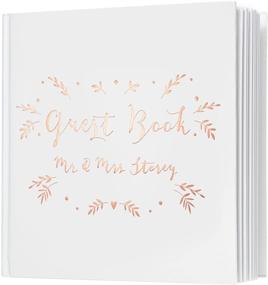 img 4 attached to 📸 Polaroid Square Wedding Guest Book with Rose Gold Foil Stamping: Blank White Pages, White Cover