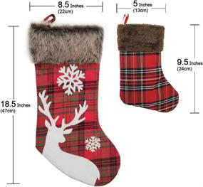 img 2 attached to 🎅 WUJOMZ Set of 4 Plaid Christmas Stockings, 18 Inches Burlap with Large Snowflake Pattern and Plush Faux Fur Cuff, for Xmas Home Decor, Enhancing Christmas Decorations