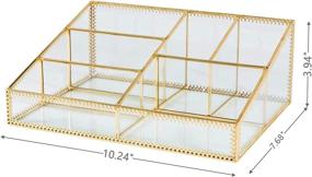 img 3 attached to ❤️ Gold Wyche Glass Makeup Organizer: Smart Cosmetic Storage Display Case with 6 Compartments for Brushes, Lipstick, Perfume, and Concealers - Bedroom and Bathroom Makeup Holder for Easy Visibility | Metal