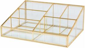 img 4 attached to ❤️ Gold Wyche Glass Makeup Organizer: Smart Cosmetic Storage Display Case with 6 Compartments for Brushes, Lipstick, Perfume, and Concealers - Bedroom and Bathroom Makeup Holder for Easy Visibility | Metal