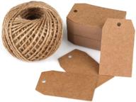 100pcs kraft paper hang tags with 130ft natural jute twine string - 🏷️ ideal for arts and crafts, weddings, christmas, thanksgiving, holidays, and wrapping (1.5 x 2.7 inch) logo