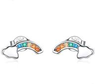 💎 sparkling rainbow stud earrings: hypoallergenic 925 sterling silver cubic zirconia huggie hoops for women & girls logo