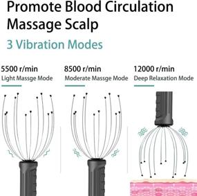 img 2 attached to Глубокое расслабление и снятие стресса с помощью электрического массажера для кожи головы и скребка для головы - USB-перезаряжаемый для роста волос и спокойного опыта (черный)