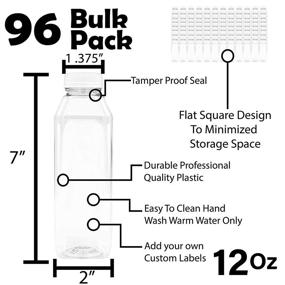 img 3 attached to 🥤 96-Pack of 12 oz Juice Bottles, Bulk Plastic Bottles with Lids, White Tamper-Proof Caps - Empty 12 oz Bottles (96 Count)