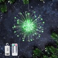 🎇 middia starburst christmas lights: 120 led copper wire firework lights with 8 modes, battery operated chandelier for wedding party gazebo patio bedroom trees decoration - decorative hanging lights логотип