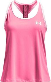 img 2 attached to 💪 Under Armour Girls' Knockout Tank: Cerise/White, Youth Medium - Powerful Performance for Active Girls