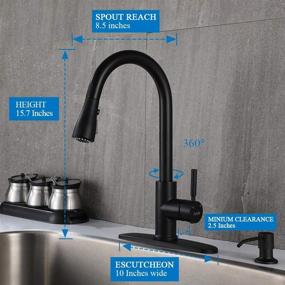 img 3 attached to 🚰 Modern Matte Black Pull Down Kitchen Sink Faucet with Sprayer - Arofa A02BY