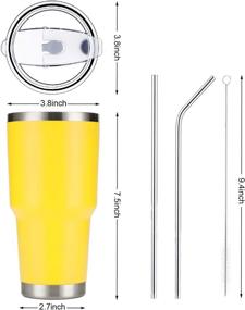 img 3 attached to ✨ Joyclub 30oz Tumbler - Stainless Steel Double Wall Vacuum Insulated Travel Mug for Cold and Hot Drinks - Yellow, with Lid, Straw, and Cleaning Brush