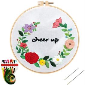 img 4 attached to 🌸 Louise Maelys Crewel Embroidery Kit for Beginners: Adult Flowers Wreath DIY Craft Needlepoint Funny Cross Stitch Kits for Decorative Gifts