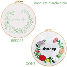 img 2 attached to 🌸 Louise Maelys Crewel Embroidery Kit for Beginners: Adult Flowers Wreath DIY Craft Needlepoint Funny Cross Stitch Kits for Decorative Gifts