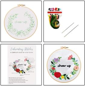 img 3 attached to 🌸 Louise Maelys Crewel Embroidery Kit for Beginners: Adult Flowers Wreath DIY Craft Needlepoint Funny Cross Stitch Kits for Decorative Gifts