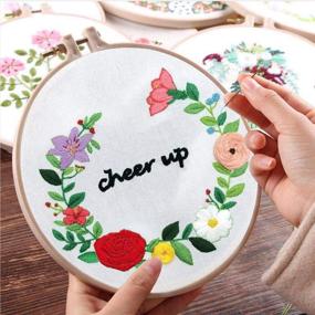 img 1 attached to 🌸 Louise Maelys Crewel Embroidery Kit for Beginners: Adult Flowers Wreath DIY Craft Needlepoint Funny Cross Stitch Kits for Decorative Gifts