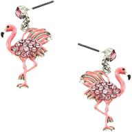 🦩 pink flamingo crystal enamel stud earrings | dianal boutique | gift boxed logo