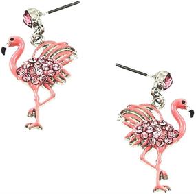 img 3 attached to 🦩 Pink Flamingo Crystal Enamel Stud Earrings | DianaL Boutique | Gift Boxed