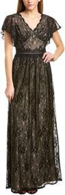img 2 attached to 💃 Glamorous Adrianna Papell Women's Metallic Lace Long Dress: Shine in Style!
