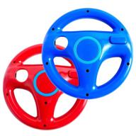 🎮 wii mario kart racing wheel set for nintendo wii u remote controllers - red and blue (2 pieces) logo