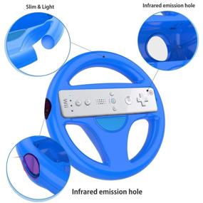 img 1 attached to 🎮 Wii Mario Kart Racing Wheel Set for Nintendo Wii U Remote Controllers - Red and Blue (2 Pieces)