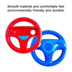 img 3 attached to 🎮 Wii Mario Kart Racing Wheel Set for Nintendo Wii U Remote Controllers - Red and Blue (2 Pieces)