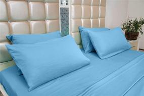 img 3 attached to Just Cotton - King Size 100% Cotton Percale 4 Piece Sheet Set in Crisp Cooling Sea Blue - Ideal for Hot Sleepers, Pre-Shrunk & Fade Resistant - Deep-Pockets & 360° Elastic for a Perfect Fit