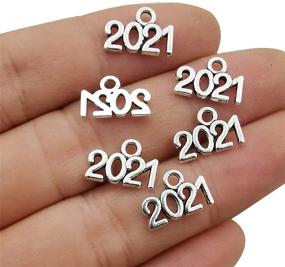 img 1 attached to Ruwado 50 Pcs 2021 Charms Silver Year Signet Bulk Antique Number Pendants for Jewelry Making Finding Craft Accessories Necklace Bracelets Keychain DIY Project Christmas Décor (2021, Silver) - Perfect for DIY Jewelry, Crafts, and Festive Decorations!