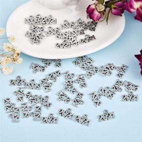 img 3 attached to Ruwado 50 Pcs 2021 Charms Silver Year Signet Bulk Antique Number Pendants for Jewelry Making Finding Craft Accessories Necklace Bracelets Keychain DIY Project Christmas Décor (2021, Silver) - Perfect for DIY Jewelry, Crafts, and Festive Decorations!