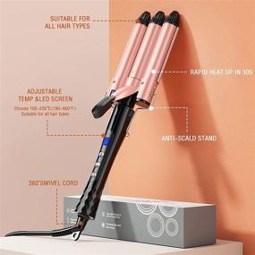 img 2 attached to Get Effortless Beach Waves with the 3 Barrel Curling Iron, 1 Inch Hair Waver Iron 25mm Hair Crimper