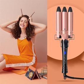 img 3 attached to Get Effortless Beach Waves with the 3 Barrel Curling Iron, 1 Inch Hair Waver Iron 25mm Hair Crimper