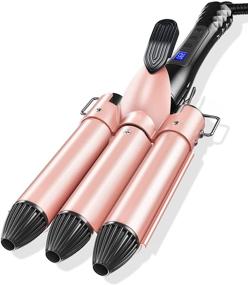 img 4 attached to Get Effortless Beach Waves with the 3 Barrel Curling Iron, 1 Inch Hair Waver Iron 25mm Hair Crimper