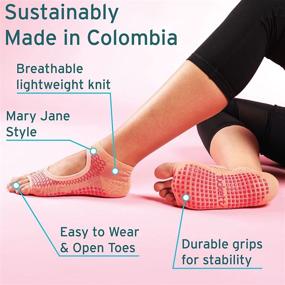 img 3 attached to 🧦 Tucketts Allegro Toeless Grip Socks - Mary Jane Style - Ideal for Yoga, Barre, Pilates, Ballet, Dance - Non-Slip Performance