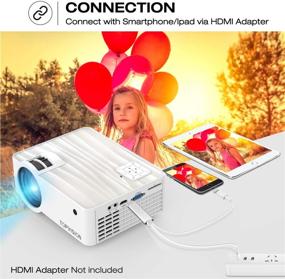 img 2 attached to 📽️ Top Vision 6500L Portable Mini Projector: 100” Screen, 1080P, HI-FI Speakers - Compatible with Fire Stick, HDMI, VGA, USB, TF, AV, PS4